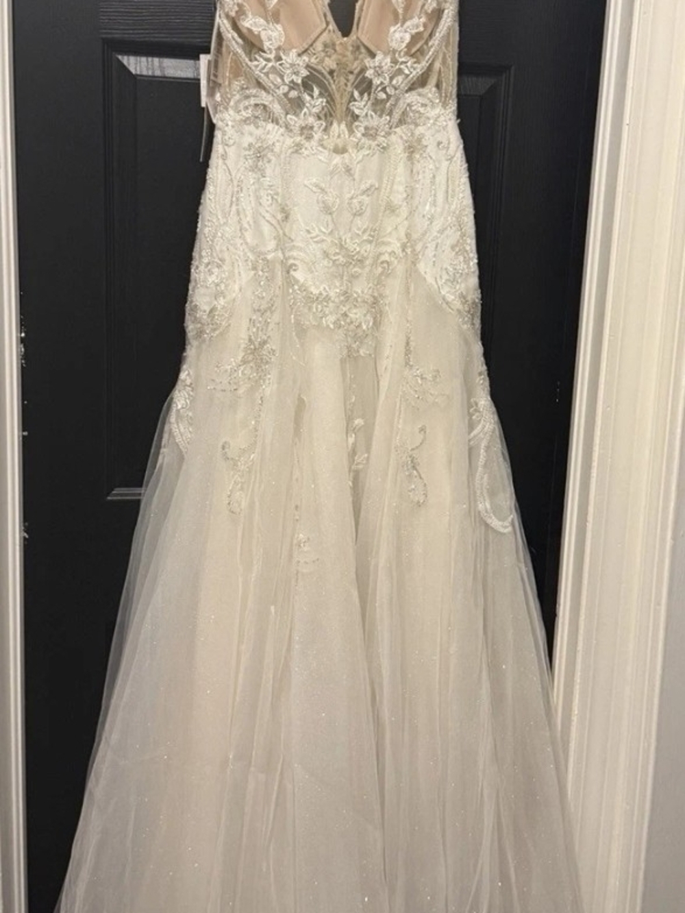 Galina Ivory Lace Appliqué Wedding Dress with Sheer Bodice size 4 nwt - Picture 4 of 7